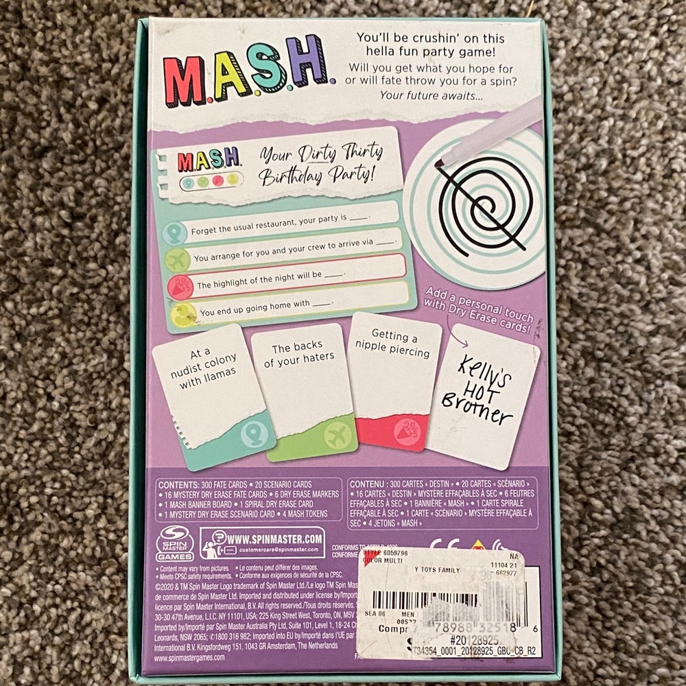 💙 M.A.S.H. Party Game - Colorful Box Bin J - Picture 8 of 10